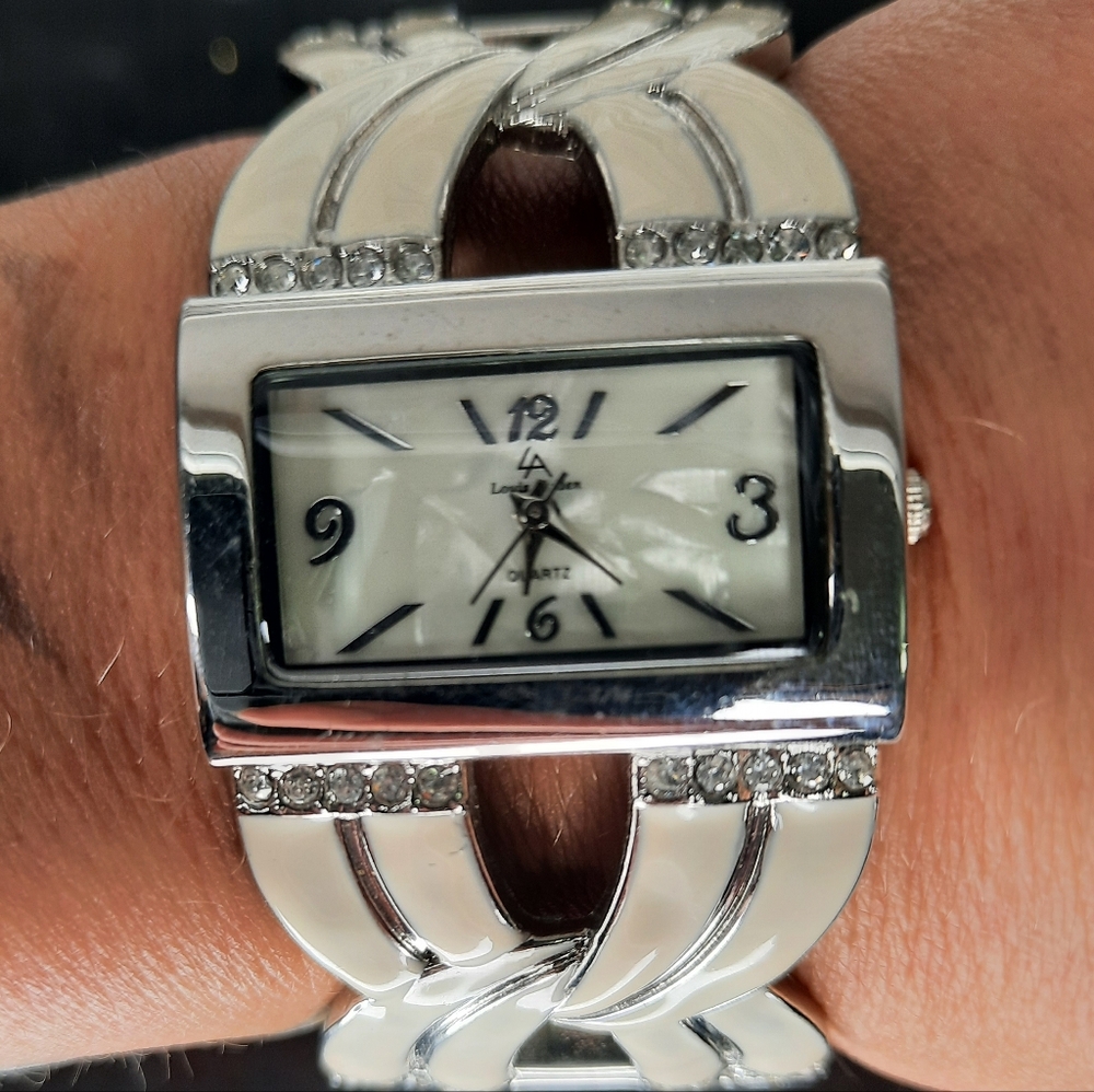 Lux Silver Women's Bracelet Watch with Crystal Details